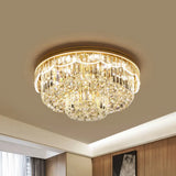 Modern 2-Tiered Cut Crystal Flush Mount Light With 8 Bulbs – Ideal For Bedroom Clear