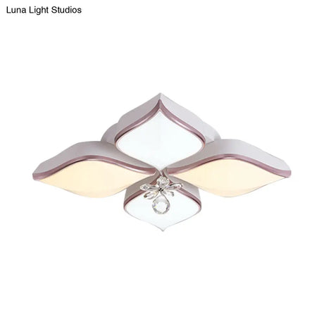 Modern 24.5’/25.5’ Flush Mount Led Light With Clear Crystal Accent In Warm/White Petal Design