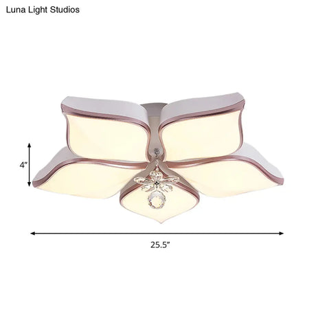 Modern 24.5’/25.5’ Flush Mount Led Light With Clear Crystal Accent In Warm/White Petal Design