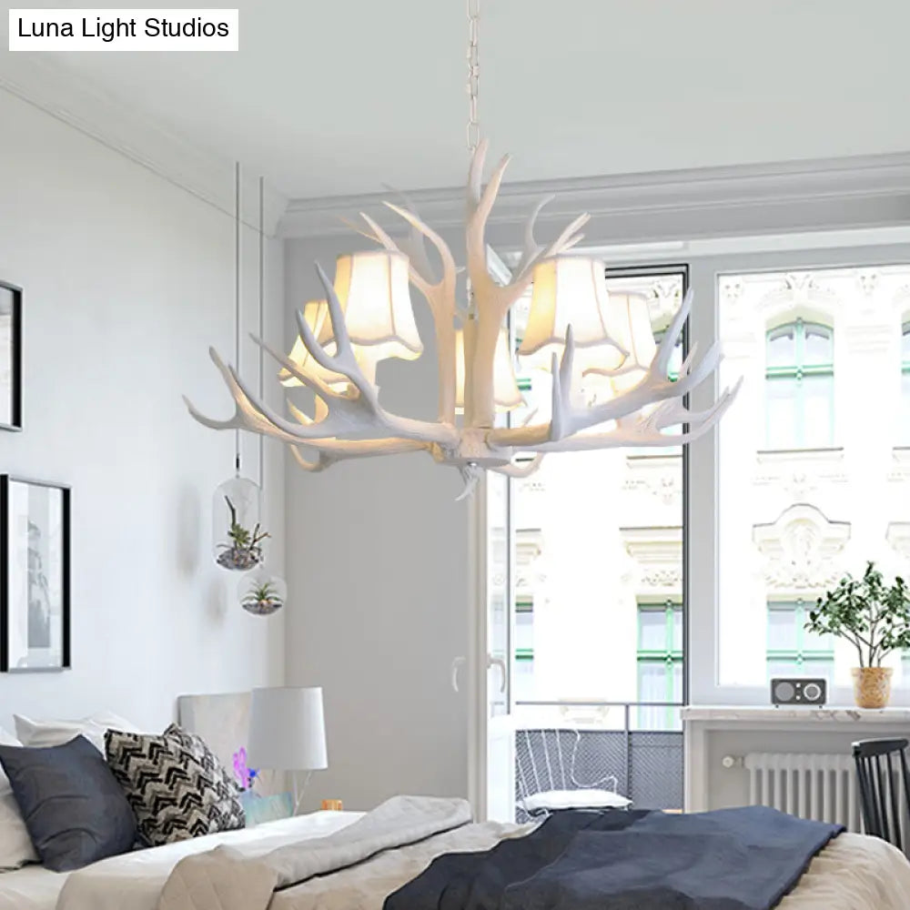 Modern 3/4/5-Light Cone Resin Chandelier Ceiling Lamp - White | Living Room Fixture