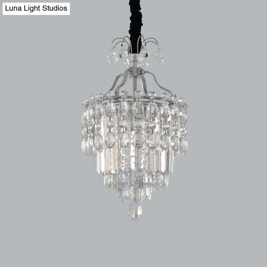 Modern 3-Bulb Hanging Crystal Chandelier Pendant Light Faceted Cut Chrome Finish