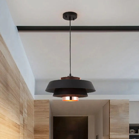 Modern 3-Tier Metal Round Hanging Pendant Led Ceiling Light In Black/White And Rose Gold Black