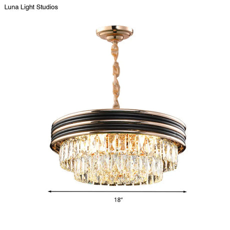 Modern 3-Tier Round Crystal Chandelier - Black 9/11 Heads 18’’/21.5’’ Wide Pendant Light