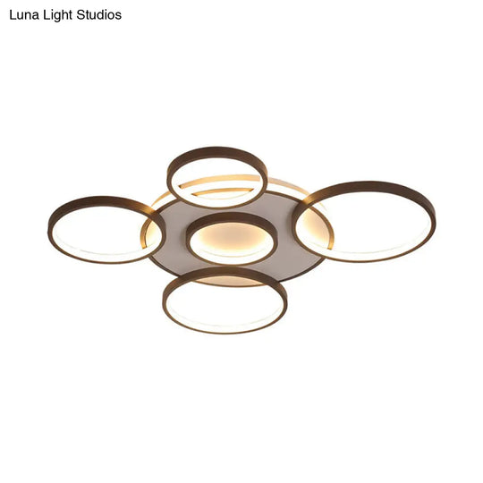 Modern 4/5-Halo Ring Black Led Flush Mount Light Fixture Warm/White 27.5/33.5W