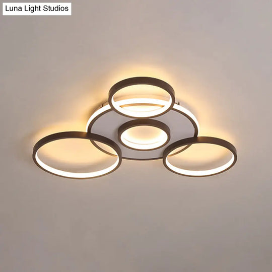 Modern 4/5-Halo Ring Black Led Flush Mount Light Fixture Warm/White 27.5/33.5W / 27.5 Warm