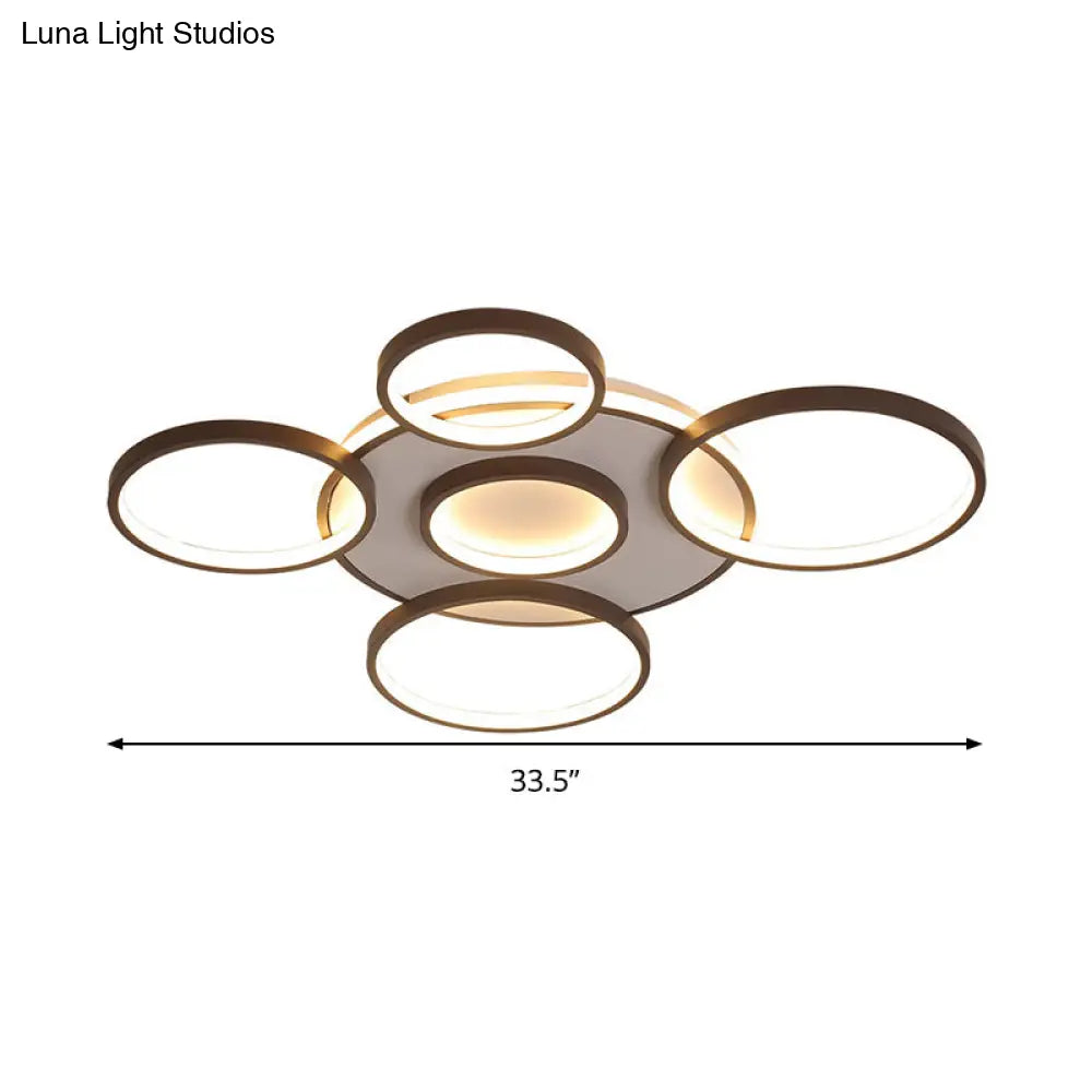 Modern 4/5 - Halo Ring Black Led Flush Mount Light Fixture Warm/White 27.5’/33.5’W