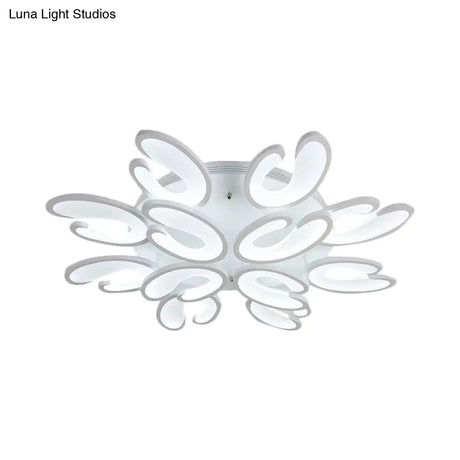 Modern 4/6/9 - Head U - Shaped Acrylic Shade Flush Mount Ceiling Light In White – Warm/White/Natural