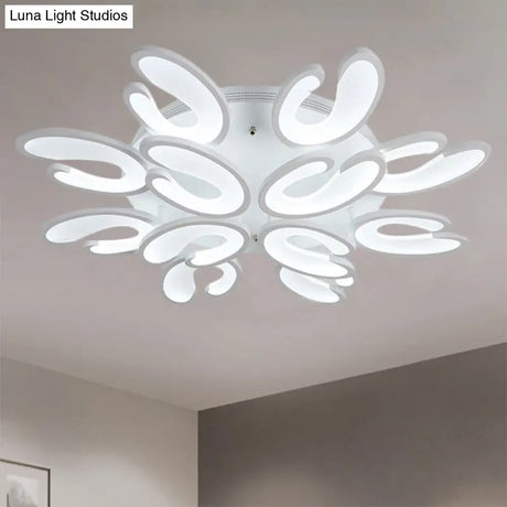 Modern 4/6/9 - Head U - Shaped Acrylic Shade Flush Mount Ceiling Light In White – Warm/White/Natural