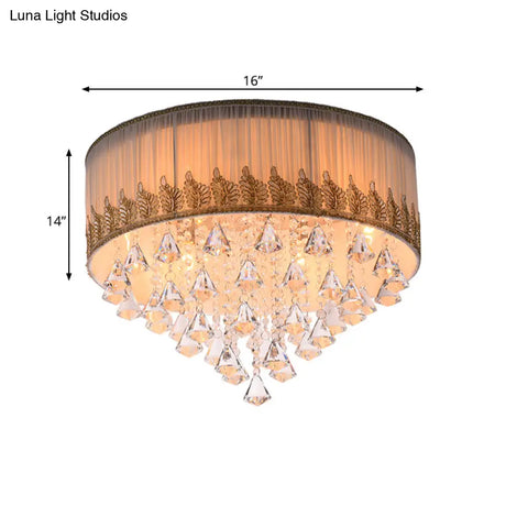 Modern 4 - Light Braided Trim Ceiling Lamp With Crystal Diamond Drape