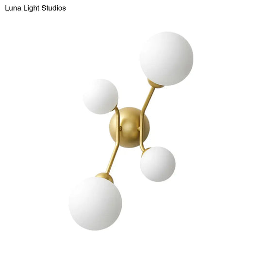 Modern 4-Light Sconce With Cream Glass Shade And Black/Gold Finish
