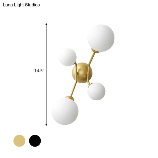 Modern 4-Light Sconce With Cream Glass Shade And Black/Gold Finish