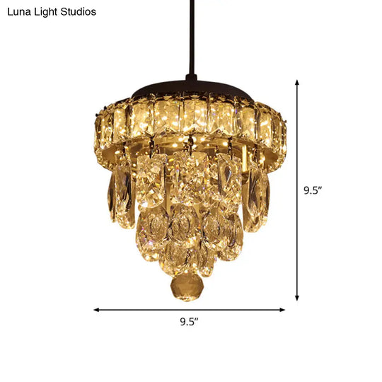 Modern 5-Tier 1-Light Mini Pendant Lamp With Clear Crystal Suspension