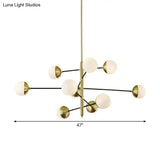 Modern 5-Tier Ivory Ball Glass Chandelier - Gold 10-Light Pendant Light For Dining Room