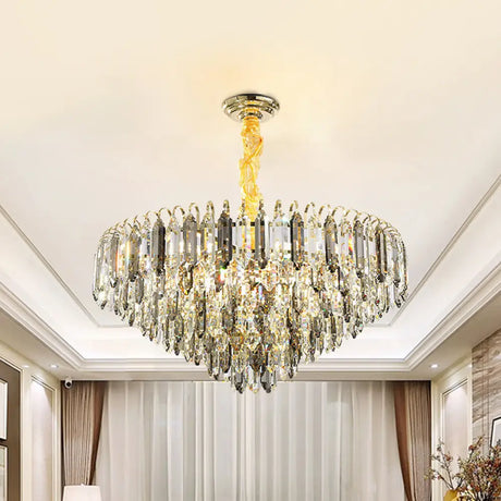 Modern 6/9/16-Bulb Clear Crystal Silver Chandelier Ceiling Light For Bedroom 12 /