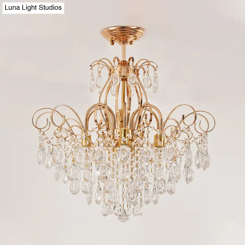 Modern 7-Light Gold Ceiling Flush Mount Fixture For Living Room - Sleek & Stylish
