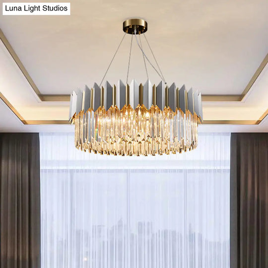 Gold Crystal Chandelier Pendant With 8 Clear Prisms
