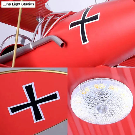 Modern 8-Light Biplane Chandelier For Boys Room - Large Hanging Light Fixture With Milk Glass Shade