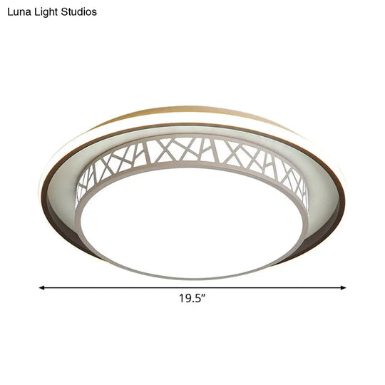 Modern Acrylic Bedroom Led Ceiling Lamp - Rounded Flush Mount Light With X-Line Side In Black/White