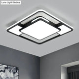 Modern Acrylic Black And White Led Flushmount For Bedroom - Square Ceiling Flush Mount Light