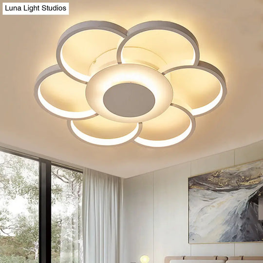 Modern Acrylic Blossom Led Ceiling Light In White For Kids Bedroom - Flush Mount Fixture / 19.5 Warm