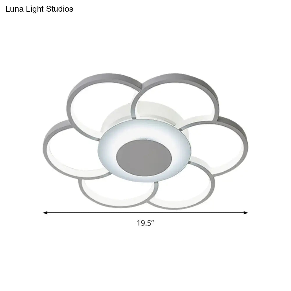 Modern Acrylic Blossom Led Ceiling Light In White For Kids Bedroom - Flush Mount Fixture