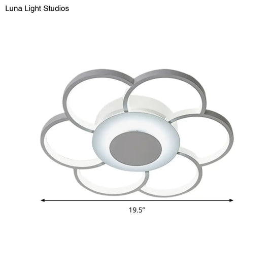 Modern Acrylic Blossom Led Ceiling Light In White For Kids Bedroom - Flush Mount Fixture