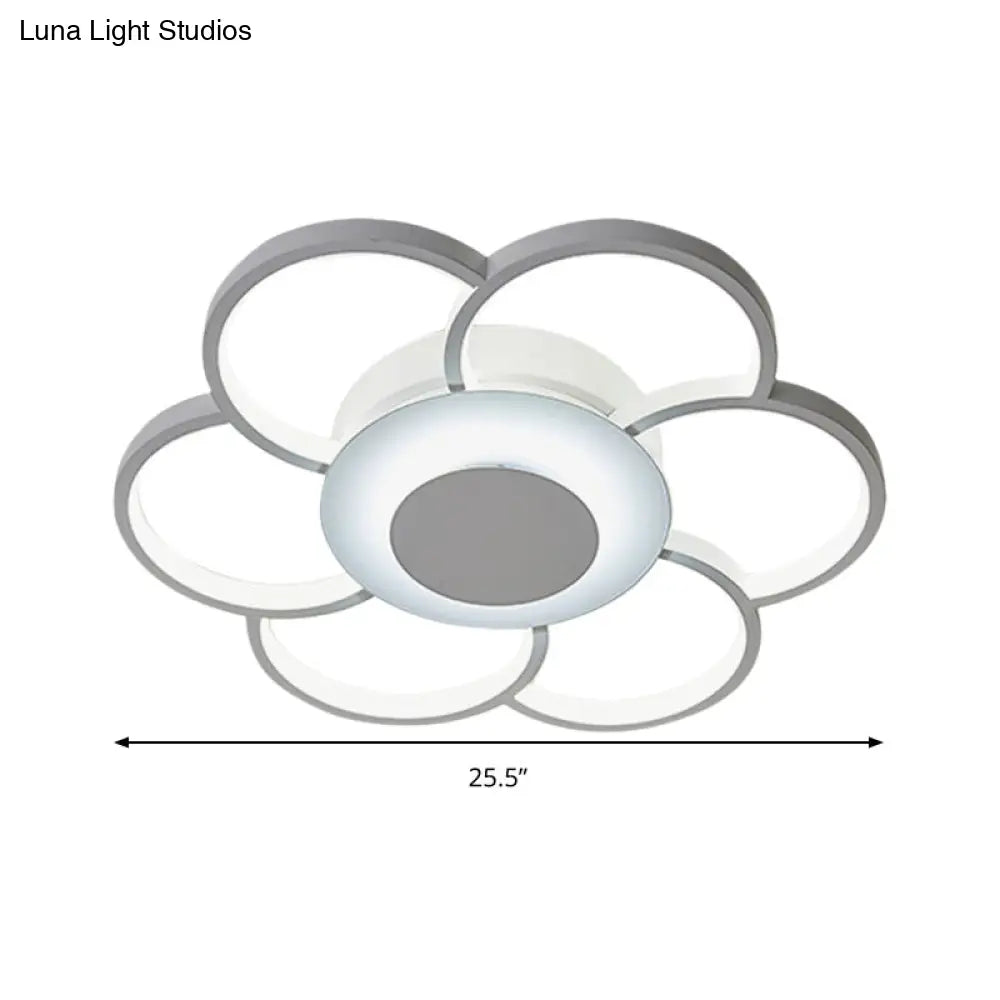 Modern Acrylic Blossom Led Ceiling Light In White For Kids Bedroom - Flush Mount Fixture