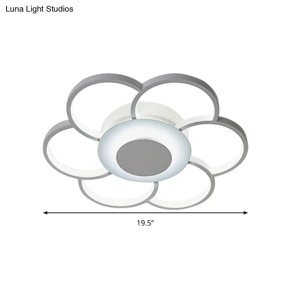 Modern Acrylic Blossom Led Ceiling Light In White For Kid’s Bedroom - Flush Mount Fixture