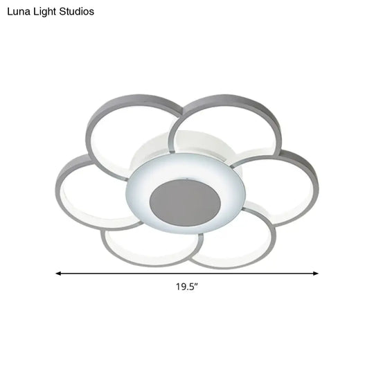 Modern Acrylic Blossom Led Ceiling Light In White For Kid’s Bedroom - Flush Mount Fixture