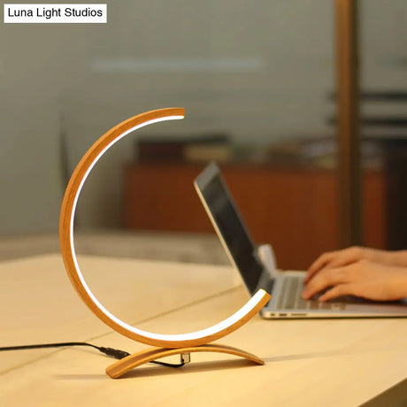Modern Acrylic C-Shape Nightstand Lamp - Black/Gold Led Desk Light For Bedroom