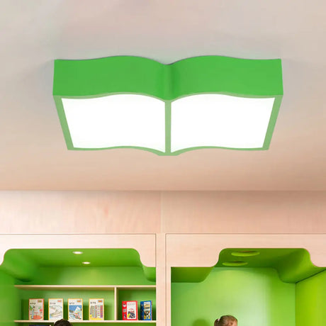Modern Acrylic Cartoon Led Flush Mount Ceiling Lamp - Red/Yellow/Blue For Living Room Lighting Green