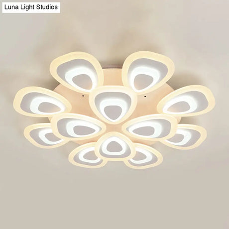 Modern Acrylic Ceiling Light Fixture - Peacock Tail Design Led Flush Mount Lamp With 3/5/9 Lights