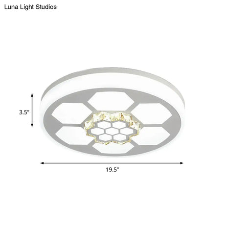Modern Acrylic Ceiling Mount Light In White With Multi-Color Led Lighting And Crystal Accent