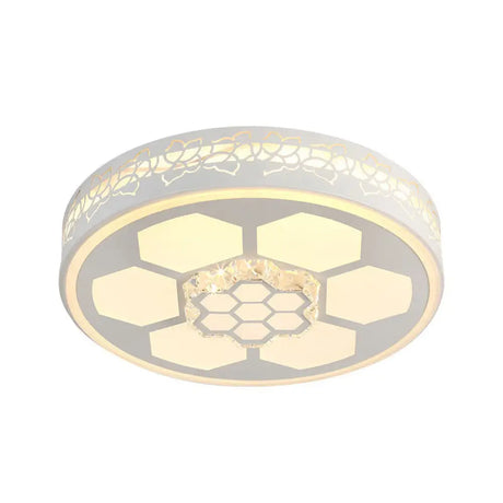 Modern Acrylic Ceiling Mount Light In White With Multi-Color Led Lighting And Crystal Accent