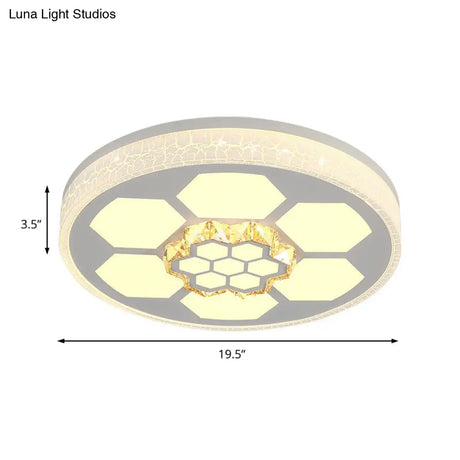 Modern Acrylic Ceiling Mount Light In White With Multi-Color Led Lighting And Crystal Accent