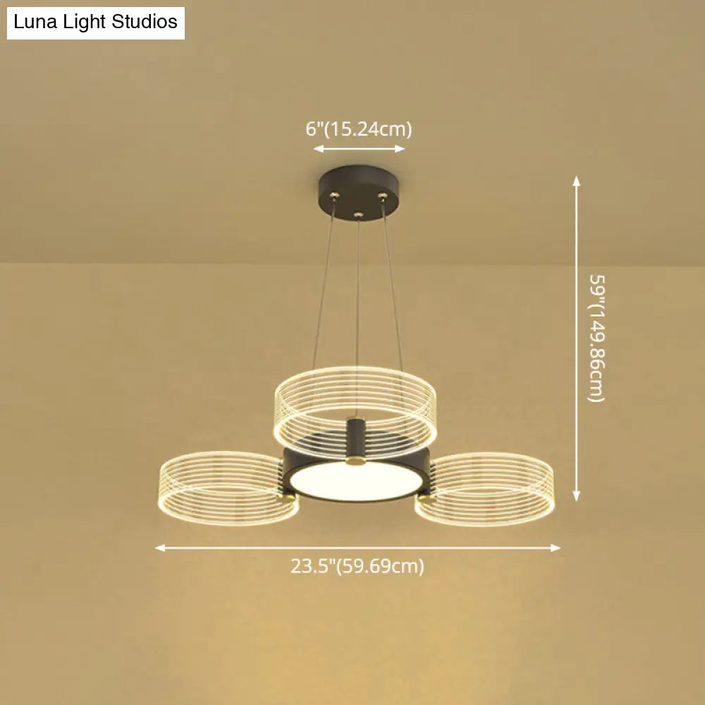 Modern Acrylic Circle Pendant Light For Living Room - Stylish Chandelier Ceiling Lighting