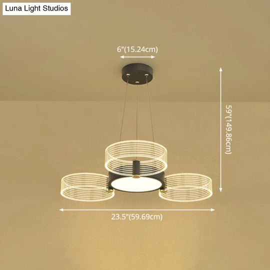 Modern Acrylic Circle Pendant Light For Living Room - Stylish Chandelier Ceiling Lighting