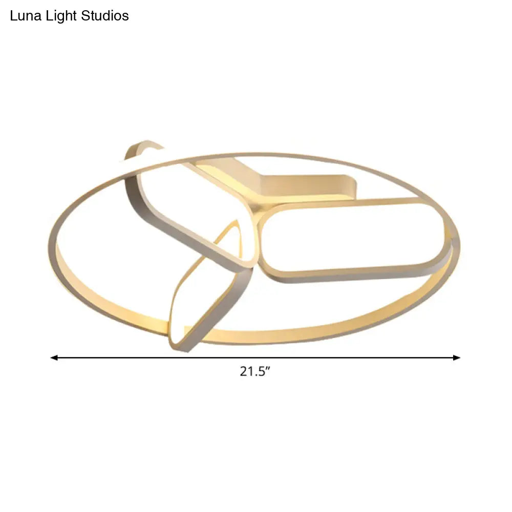 Modern Acrylic Circular Flush Light: 18/21.5 Wide Led Bedroom Ceiling Mount Lamp In Black/White/Gold