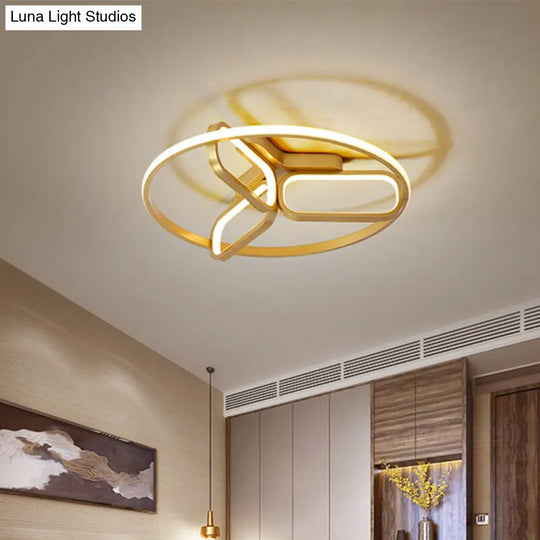 Modern Acrylic Circular Flush Light: 18/21.5 Wide Led Bedroom Ceiling Mount Lamp In Black/White/Gold
