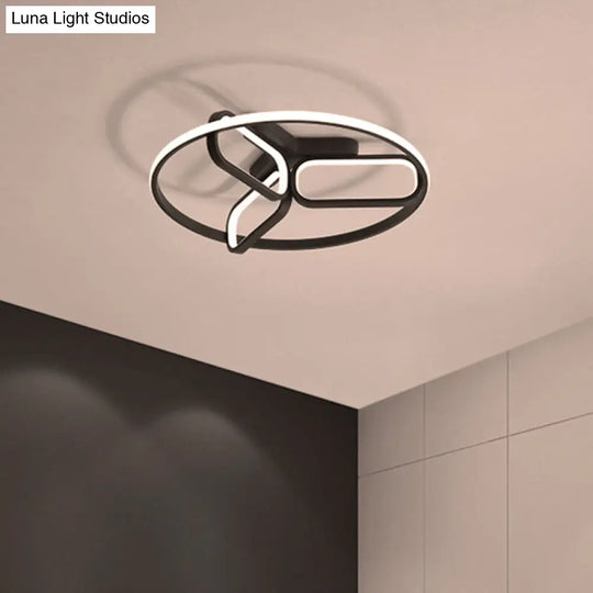 Modern Acrylic Circular Flush Light: 18/21.5 Wide Led Bedroom Ceiling Mount Lamp In Black/White/Gold