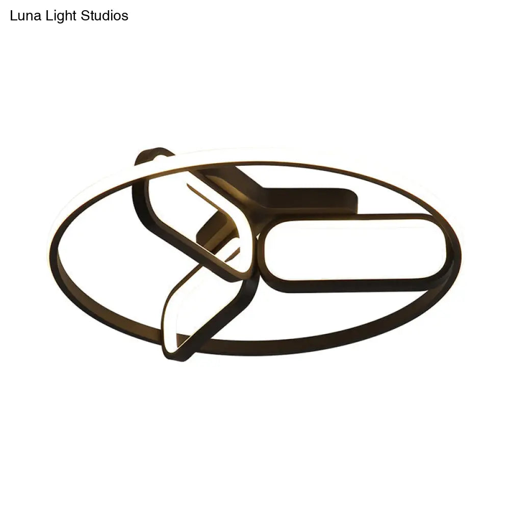 Modern Acrylic Circular Flush Light: 18/21.5 Wide Led Bedroom Ceiling Mount Lamp In Black/White/Gold