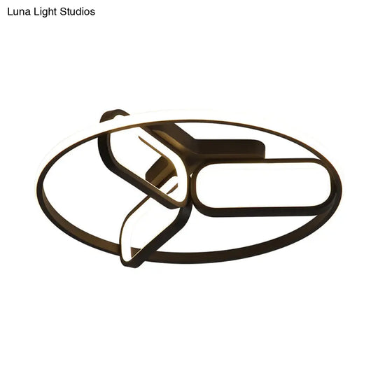 Modern Acrylic Circular Flush Light: 18/21.5 Wide Led Bedroom Ceiling Mount Lamp In Black/White/Gold
