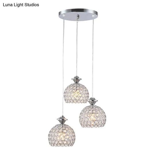 Modern Acrylic Cluster Pendant Light With 3 Chrome Lights For Dining Room