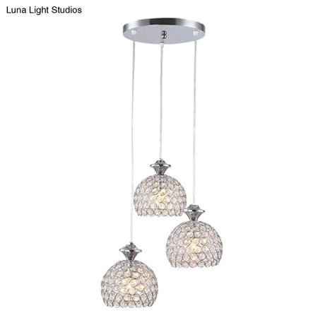 Modern Acrylic Cluster Pendant Light With 3 Chrome Lights For Dining Room