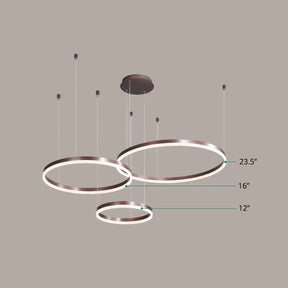Modern Acrylic Coffee Chandelier: Multi-Ring Shaped Hanging Light For Living Room / Warm Three Rings
