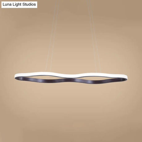 Modern Acrylic Coffee Wave Hanging Led Ceiling Light - 23.5’/36.5’/47’ Wide Warm/White