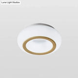 Modern Acrylic Donut Shaped Ceiling Lamp With Integrated Led And Wood Grain Finish