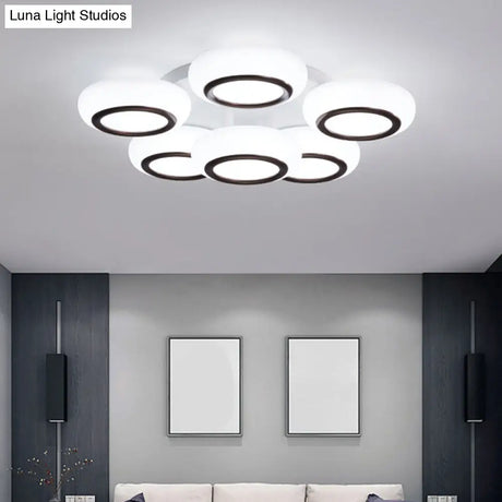 Modern Acrylic Doughnut Ceiling Flush Light With White Led - 3/6 - Head Mount Fixture