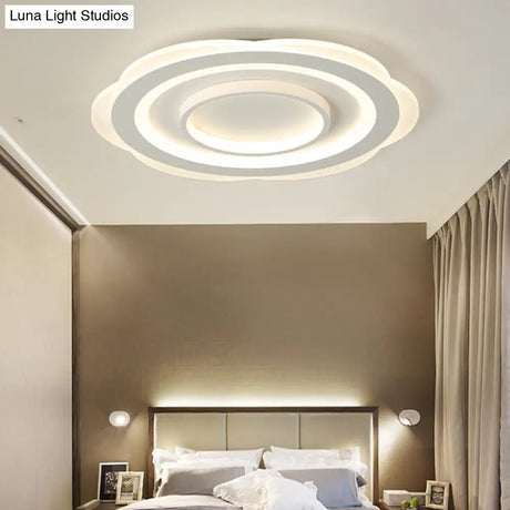 Modern Acrylic Flower Ceiling Light - 16’/19.5’/23.5’ Flushmount For Living Room In Warm/White