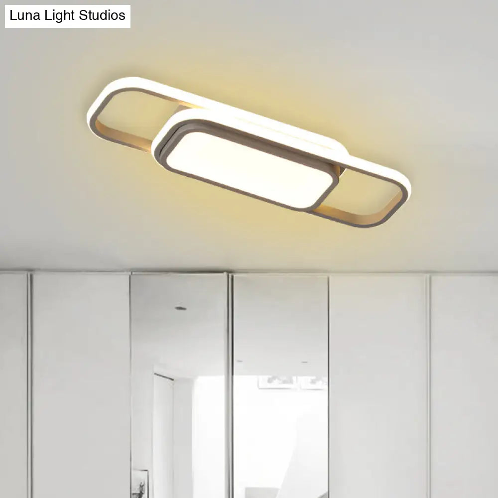 Modern Acrylic Flush Light Fixture - Grey/Black & White Led Flushmount (16’/23.5’) Warm/White